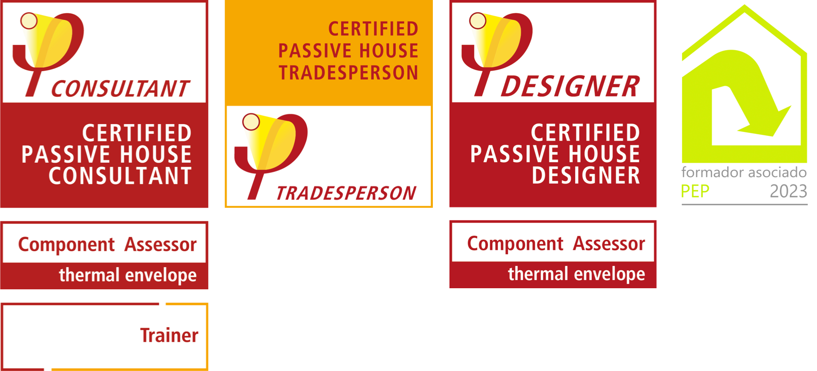 Praxis Consultant Cerfified Passive House Consultant. Certified Passive house Tradesperson. Designer Certified Passive house Designer. Platoforma PEP
